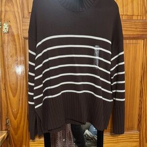 GAP Brown and White Striped Women's Sweatshirt